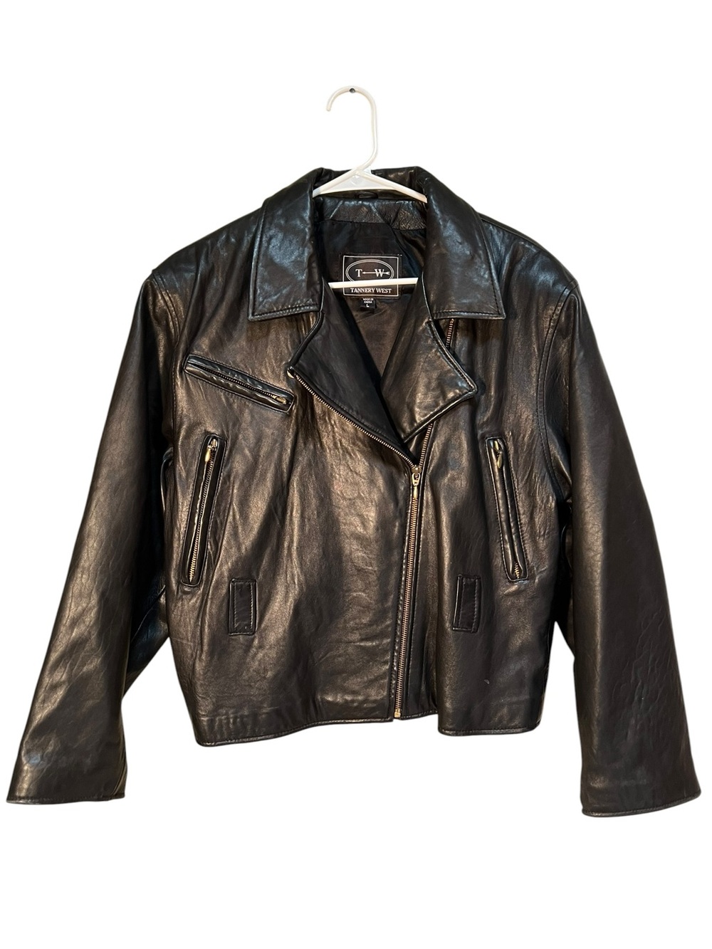 Tannery West Leather Jacket Asymmetric Zip Moto L